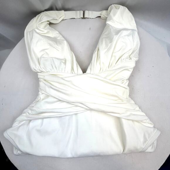 LaBlanca by Rod Beattie Swimsuit  size 6 White one-piece ruching - Picture 1 of 8